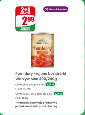 Pomidory krojone bez skórki  promocja w Dino