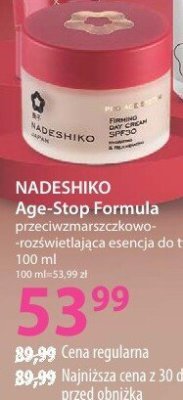 Esencja Age-Stop Formula odmładzająco-rozświetlająca do twarzy NADESHIKO promocja w Hebe