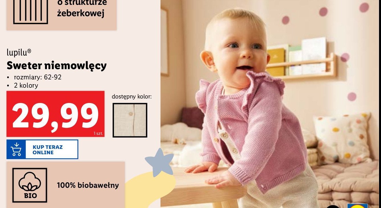 Sweter niemowlęcy 62-92 Lupilu promocja