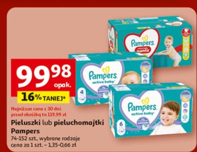 Pieluchy lub pieluchomajtki Pampers promocja w Auchan