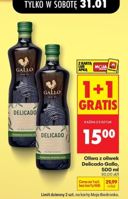 Oliwa z oliwek Delikata Gallo 500ml promocja w Biedronka