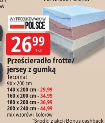 Prześcieradło frotte/jersey z gumką Tecomat 90x200 cm promocja w Leclerc