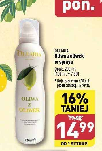 Oliwa z oliwek w sprayu Olearia promocja
