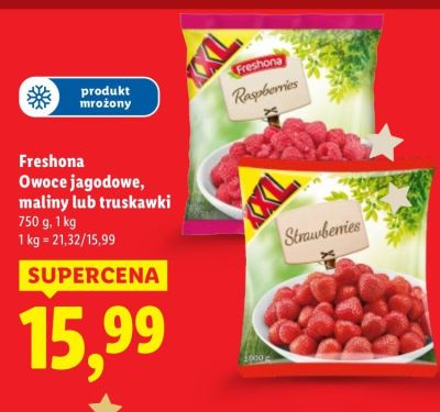 Owoce jagodowe, maliny lub truskawki Freshona promocja w Lidl