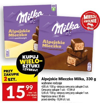 Alpejskie Mleczko Milka, 330 g wybrane rodzaje promocja w Twój Market