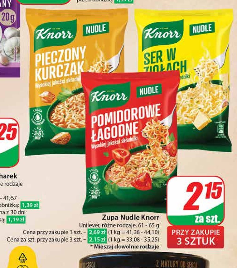 Pomidorowe łagodne Knorr nudle promocja w Dino