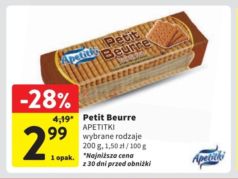 Herbatniki kakaowe Apetitki petit beurre promocja