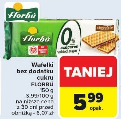 Wafelki bez dodatku cukru FLORBU 150g promocja w Carrefour Market