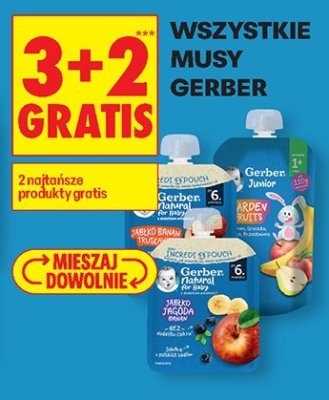 Wszystkie musy Gerber 3+2 GRATIS promocja w Biedronka