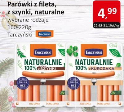 Parówki z fileta, z szynki, naturalne wybrane rodzaje promocja w Market Point