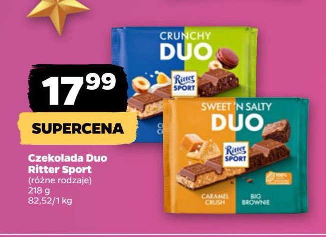 Czekolada duo caramel crush i big brownie Ritter sport promocja