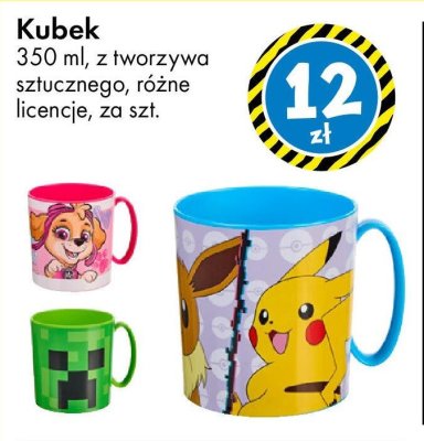 Kubek 350 ml różne licencje (Paw Patrol, Pokémon, Minecraft) promocja w Tedi