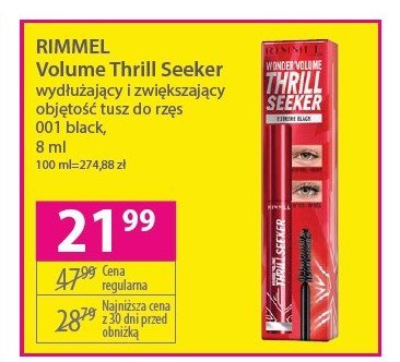 Tusz do rzęs extreme black Rimmel wonder'volume thrill seeker promocja