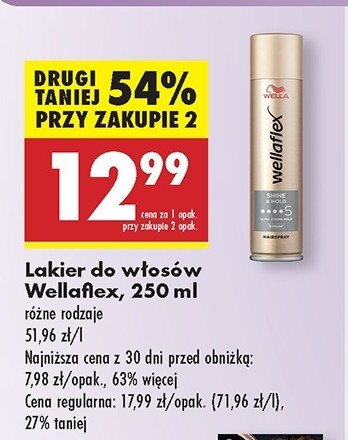 Lakier do włosów shine hold Wellaflex promocja w Biedronka
