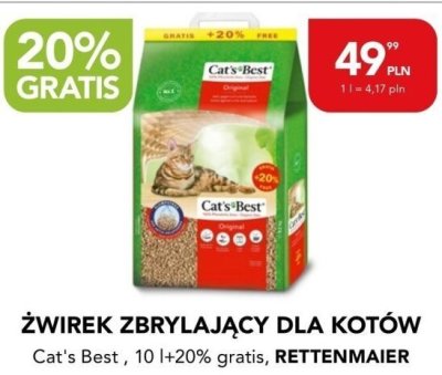 Żwirek zbrylający dla kotów Cat's Best, 10 l+20% gratis promocja w Aquael zoo