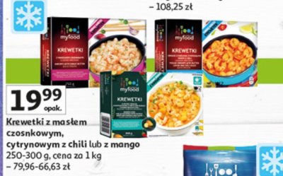 Krewetki z masłem czosnkowym, cytrynowym w chili lub z mango 250-300 g promocja w Auchan