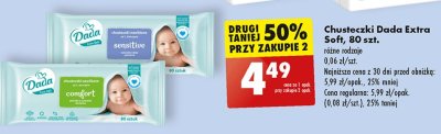 Chusteczki wilgotne sensitive Dada extra soft promocja
