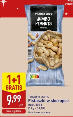 Fistaszki w skorupce Jumbo 1+1 GRATIS promocja w Aldi