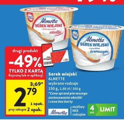 Serek wiejski Almette promocja w Intermarche