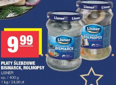 Płaty śledziowe Bismarck, rolmopsy Lisner promocja w SPAR