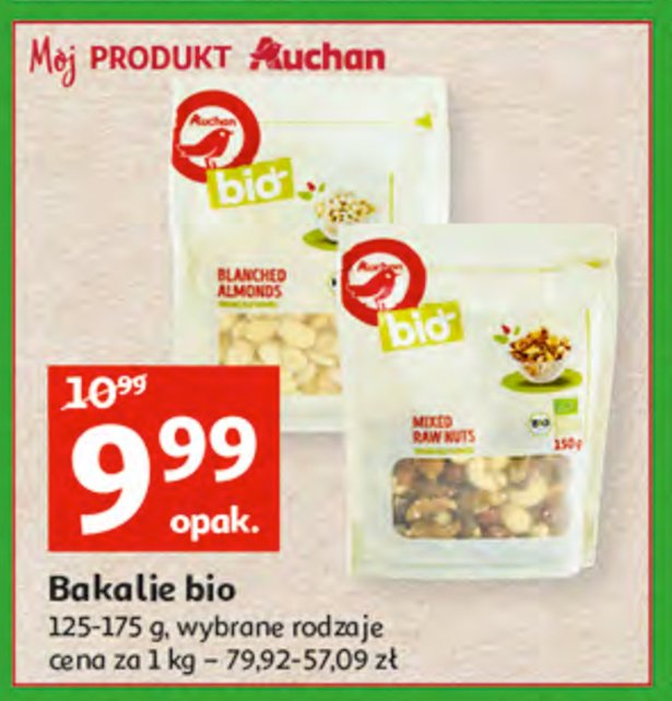 Mieszanka migdałów i owoców suszonych Auchan bio promocja