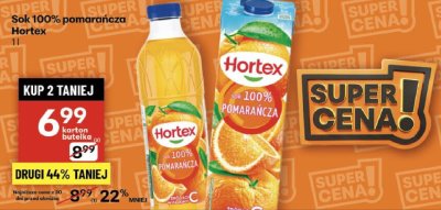Sok 100% pomarańcza Hortex promocja w Delikatesy Centrum