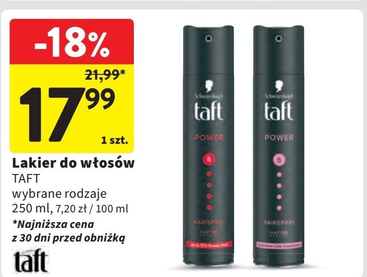 Lakier do włosów Taft power cashmere touch promocja