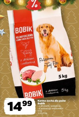 Karma sucha dla psów z drobiem i wołowiną Bobik promocja w Netto