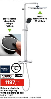 Kolumna z baterią termostatyczną VITALIO COMFORT 250  promocja w Leroy Merlin