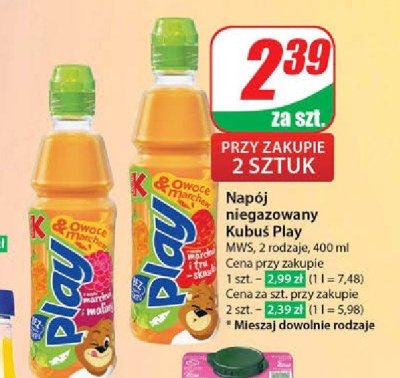 Napój marchew-malina-limetka-jabłko Kubuś play! promocja
