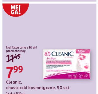 Chusteczki kosmetyczne suche silk effect Cleanic promocja w Rossmann