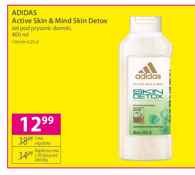 Żel pod prysznic skin detox Adidas active skin & mind promocja