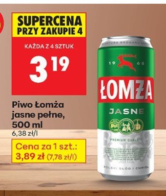 Piwo Łomża Jasne pełne 500 ml promocja w Biedronka