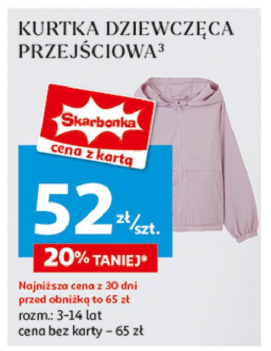 Kurtka dziewczęca 3-14 lat Auchan promocja