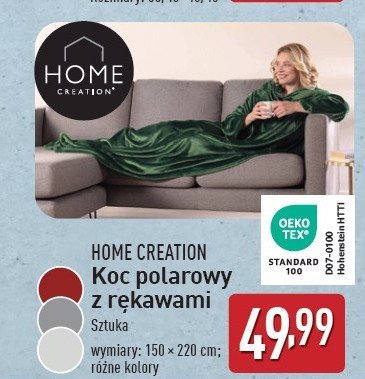 Koc polarowy z rękawami 150 x 220 cm Home creation promocja w Aldi