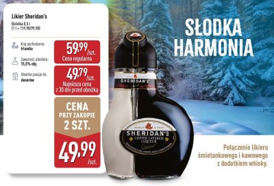 Likier Sheridan's 0,5 l promocja w Aldi