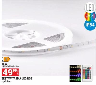 Zestaw taśma LED RGB z pilotem, 12W, 12 kWh/1000h, 5 m promocja w Merkury Market