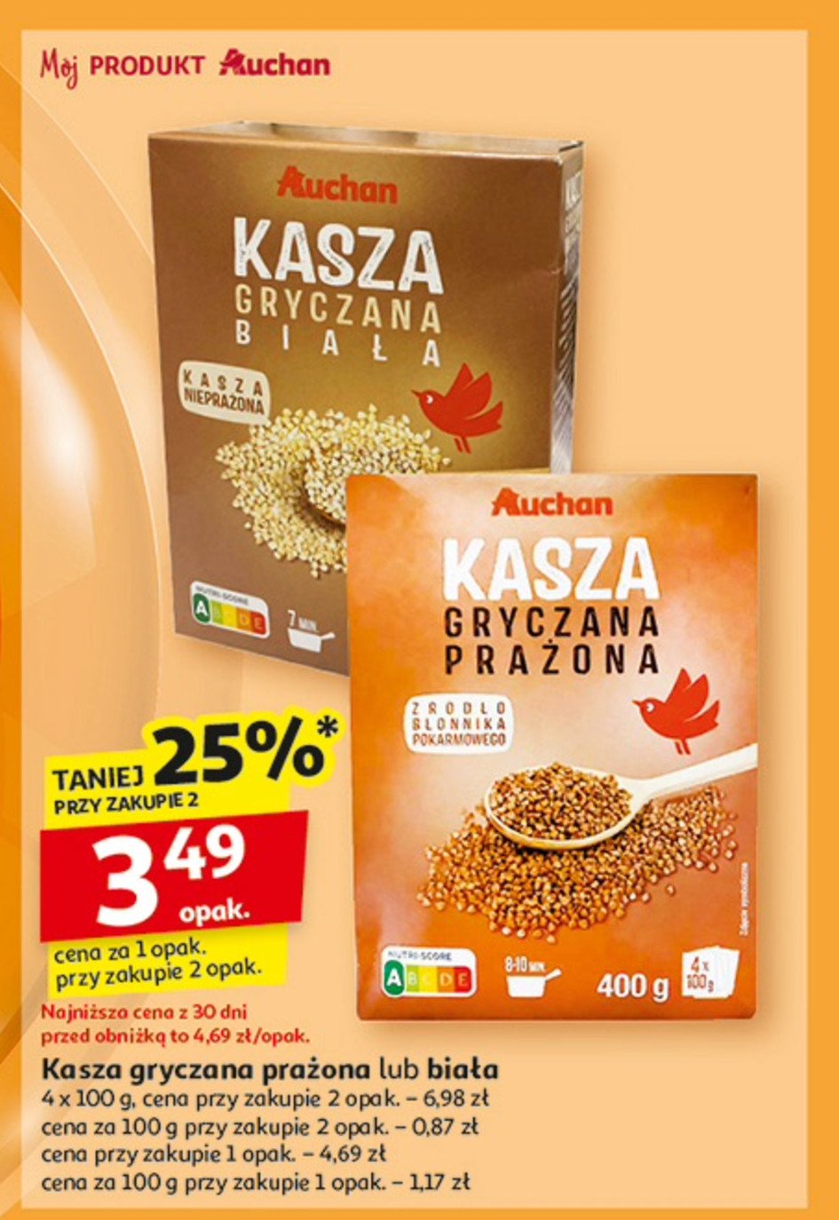 Kasza gryczana biała Auchan promocja