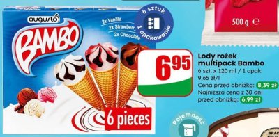 Lody rożek multipack Bambo promocja w Dino