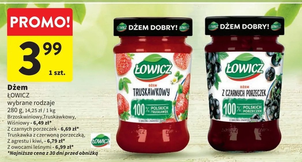 Dżem truskawkowy z czerwoną porzeczką Łowicz promocja