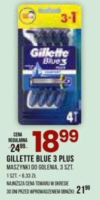 Maszynka do golenia GILLETTE BLUE 3 PLUS promocja w Drogerie Natura