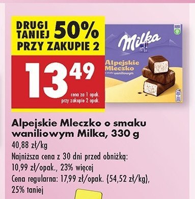Czekoladki waniliowe Milka alpejskie mleczko promocja