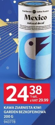 Kawa ziarnista Kiwi Garden bezkofeinowa 200 g promocja w Selgros