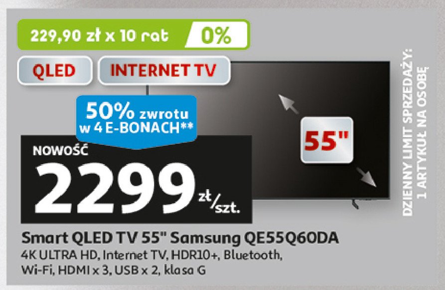 Telewizor 55" qe55q60da Samsung promocja