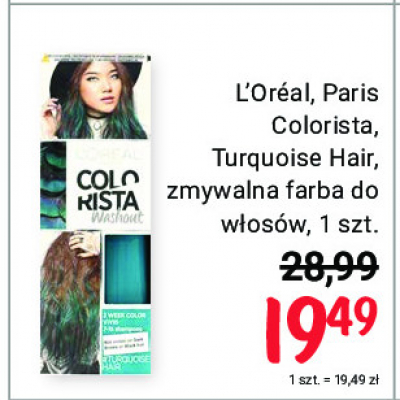 Farba do włosów 2-tygodniowy kolor pastel turquoise hair L'oreal colorista washout promocja