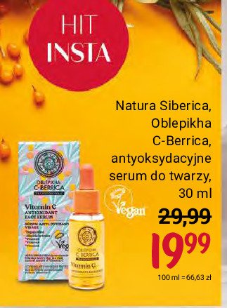 Energizujące serum do twarzy z witaminą c Natura siberica oblepikha c-berrica promocja