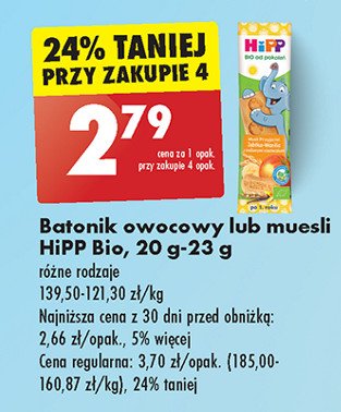 Baton brzoskwinie-jab艂ka ze zbo偶ami Hipp promocja