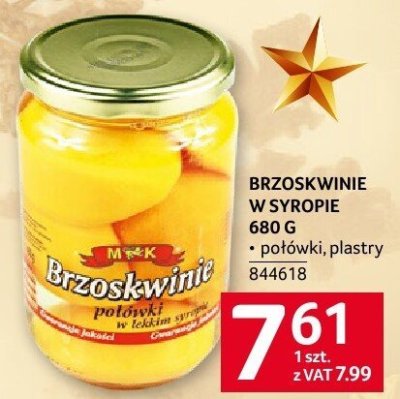 Brzoskwinie w syropie M&K 680 g połówki, plastry promocja w Selgros