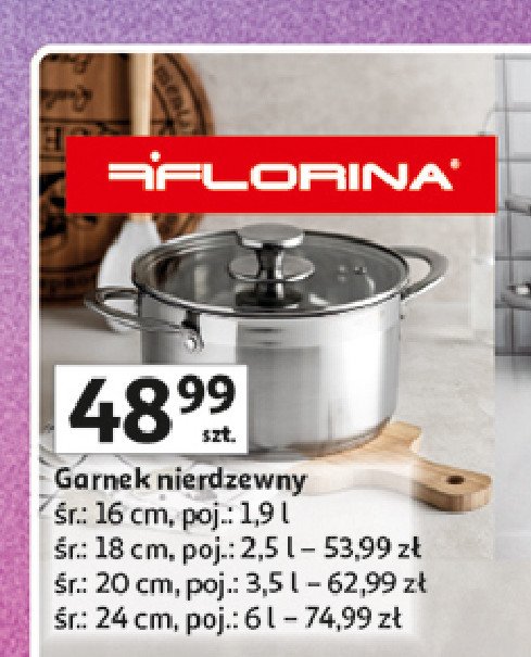 Garnek nierdzewny wysoki 24 cm Florina (florentyna) promocja w Auchan