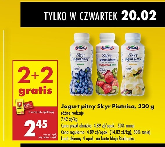 Jogurt typu islandzkiego wanilia Piątnica skyr promocja